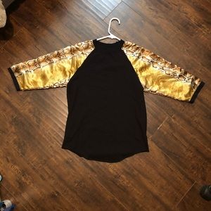 Snake skin polyester sleeve baseball T-shirt